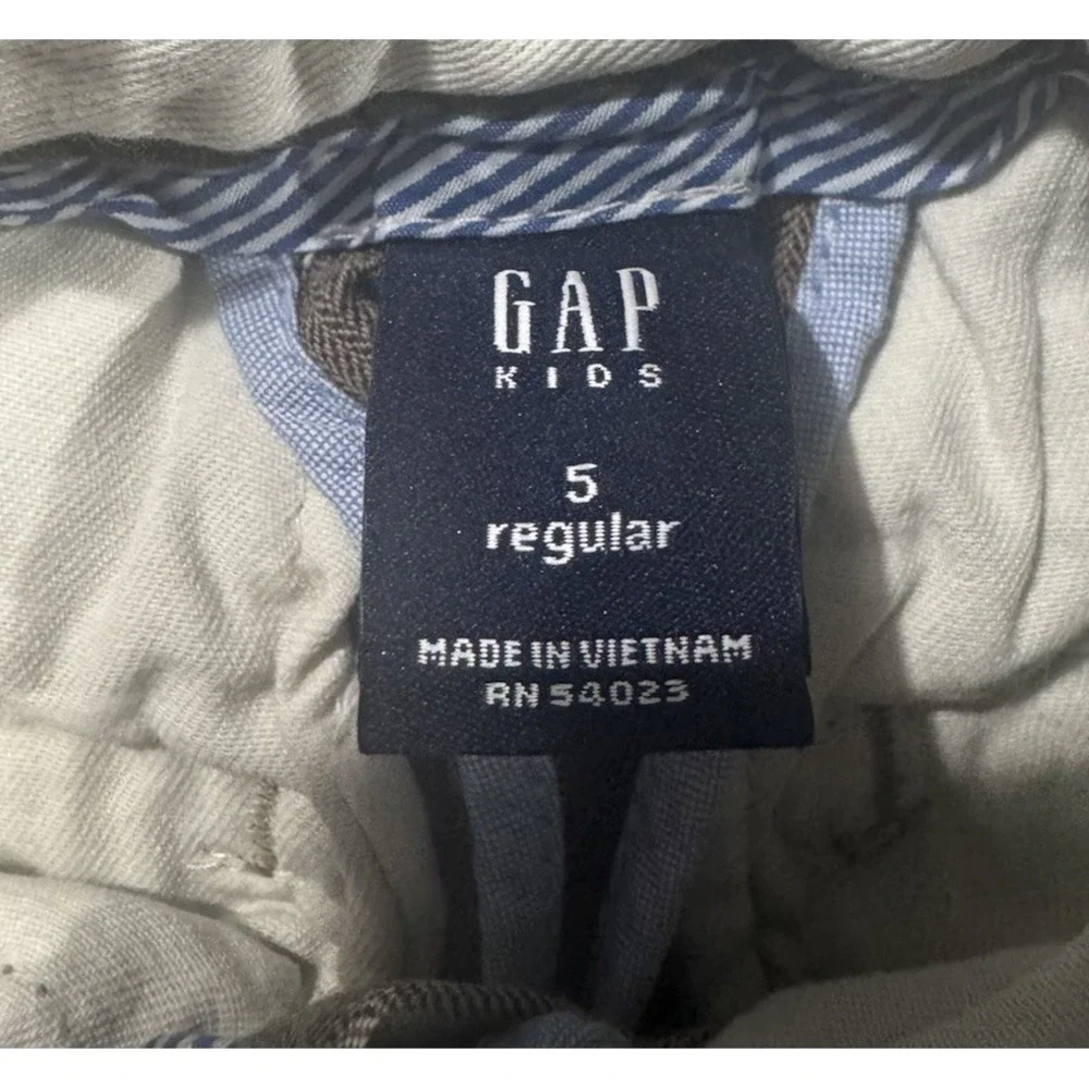 GAP Kids Boys 5 Regular Brown Pinstripe Chino Pants Flat Front Trousers